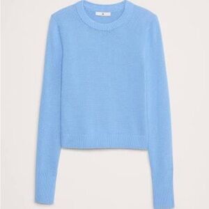 Lightweight Cashmere Crewneck Women's Sweater Cornflower Blue/Light Blue Large